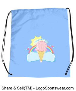 Ice Cream Summer Blue Drawstring Bag Design Zoom